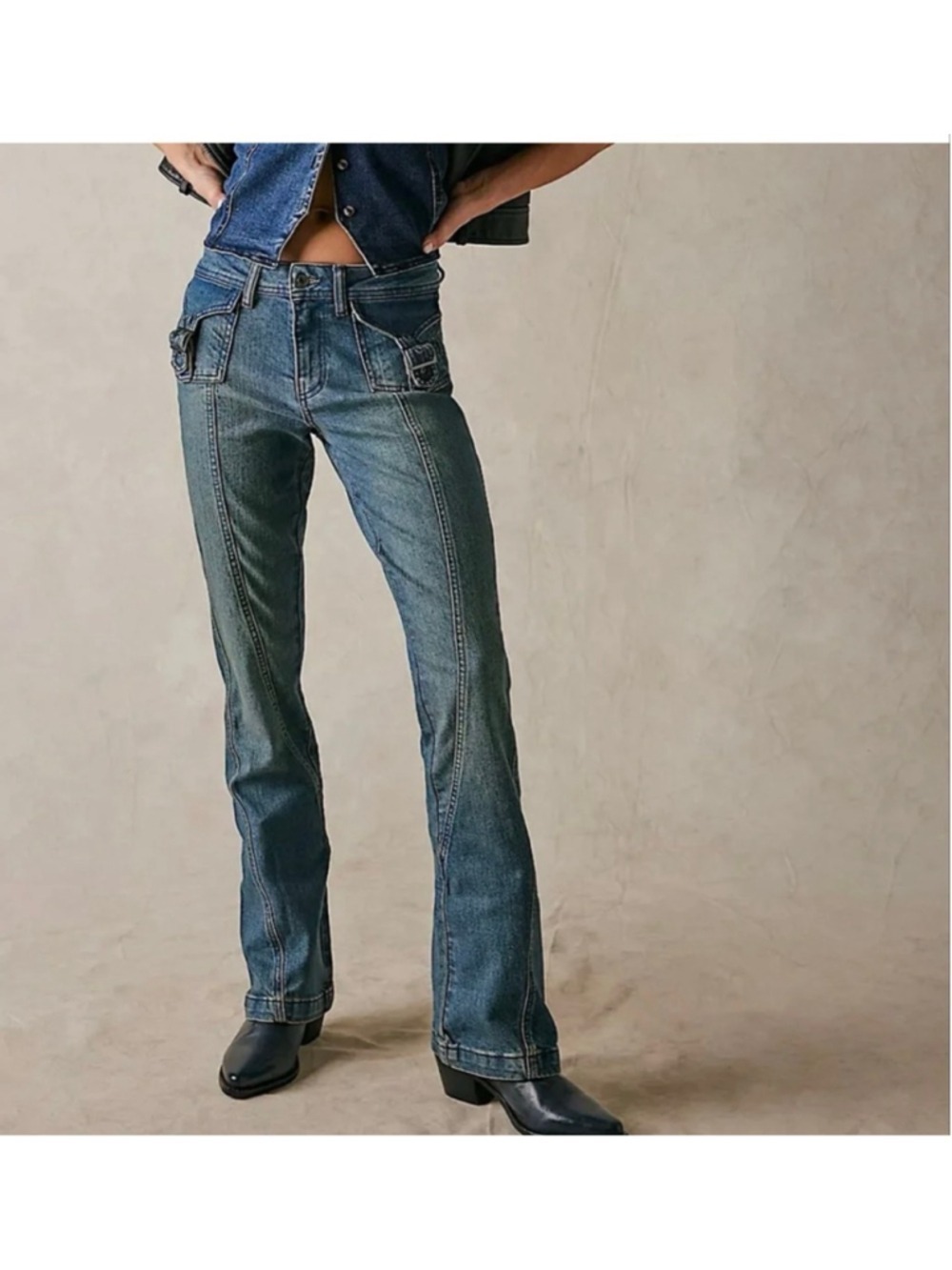 NWT Free People We The Free Love Stone Mid Rise Bootcut Jeans 26